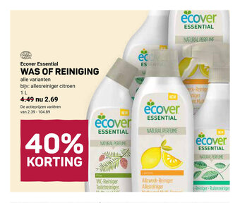 Ekoplaza Ecover Essential WAS OF REINIGING 1 L aanbieding