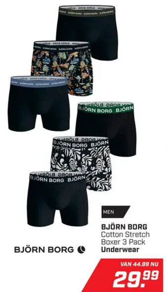 Daka Sport BJÖRN BORG Cotton Stretch Boxer 3 Pack Underwear aanbieding