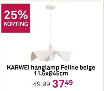 Karwei hanglamp Feline beige 11,5x045cm aanbieding