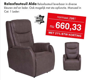 Woonsquare Relaxfauteuil aldo aanbieding