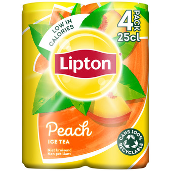 Dekamarkt Lipton black still peach 4x25 cl aanbieding