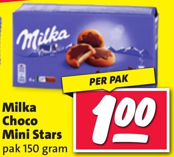 Nettorama Milka Choco Mini Stars pak 150 gram aanbieding