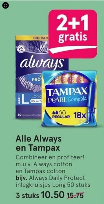 Etos Alle always en tampax aanbieding