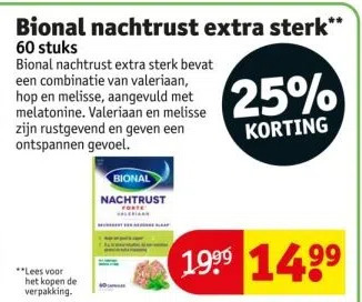 Kruidvat Bional nachtrust extra sterk** 60 stuks aanbieding