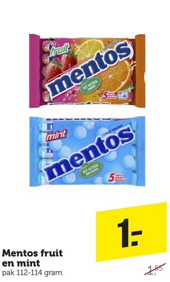 Coop Mentos fruit en mint aanbieding