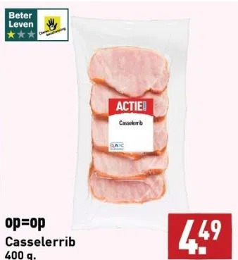 ALDI Op=op casselerrib 400 g. aanbieding