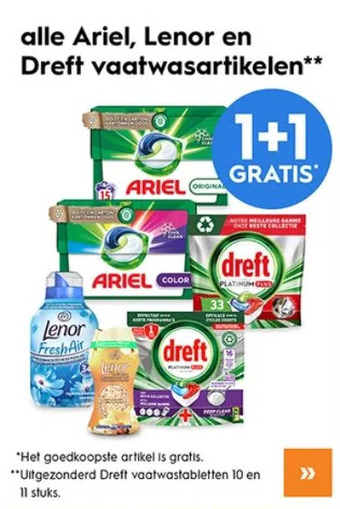 Blokker Alle ariel, lenor en dreft vaatwasartikelen** aanbieding