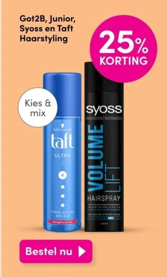 DA Got2b, junior, syoss en taft haarstyling aanbieding