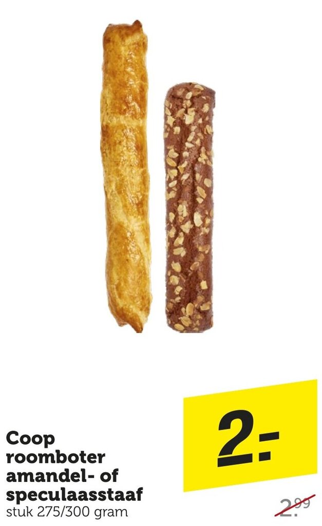 Coop roomboter amandel of speculaasstaaf aanbieding bij Coop