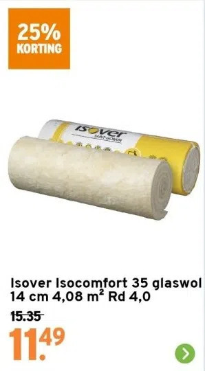 GAMMA Isover isocomfort 35 glaswol 14 cm 4,08 m² rd 4,0 aanbieding