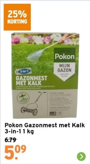 GAMMA Pokon gazonmest met kalk 3-in-1 1 kg aanbieding