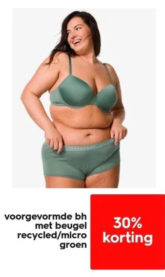 HEMA Voorgevormde bh met beugel recycled/micro groen aanbieding