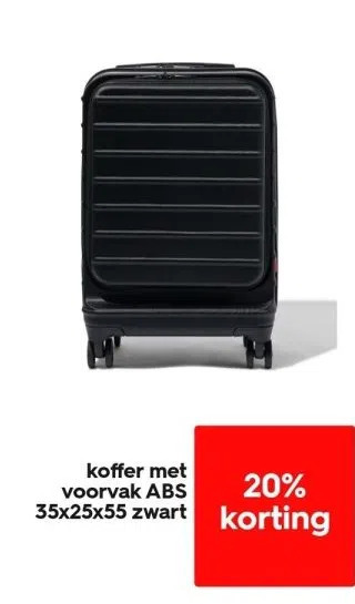 HEMA Koffer met voorvak abs 35x25x55 zwart aanbieding