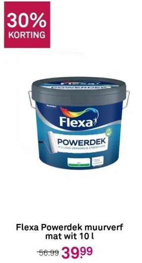 Karwei Flexa powerdek muurverf mat wit 10 l aanbieding