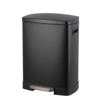 Leen Bakker Pedaalemmer duo paco - zwart metaal - 25 + 15 liter - 64,5 cm aanbieding