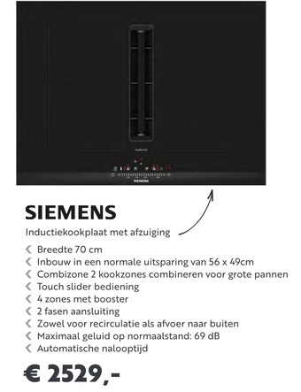 Superkeukens Siemens inductiekookplaat met afzuiging aanbieding