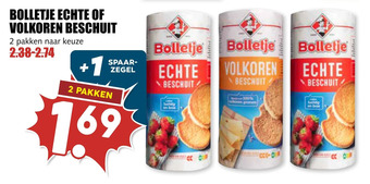 MCD Supermarkt Bolletje echte of volkoren beschuit aanbieding