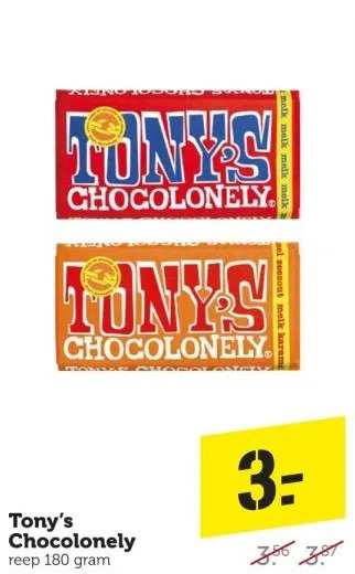 Coop Tony's chocolonely aanbieding