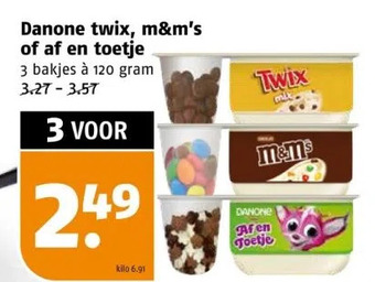 Poiesz Danone twix, m&m's of af en toetje aanbieding