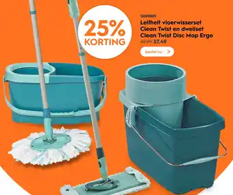 Blokker Leifheit vloerwisserset Clean Twist en dweilset Clean Twist Disc Mop Ergo aanbieding