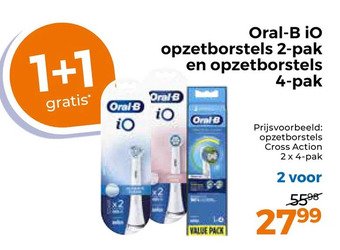 Trekpleister Oral-b io opzetborstels 2-pak en opzetborstels 4-pak aanbieding