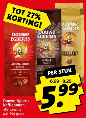 Boni Douwe Egberts koffiebonen  500 gram aanbieding