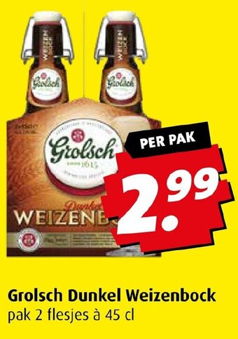 Boni Grolsch Dunkel Weizenbock pak 2 flesjes à 45 cl aanbieding