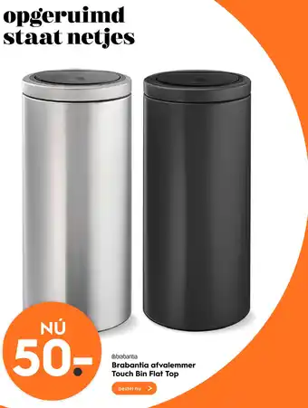 Blokker Brabantia afvalemmer Touch Bin Flat Top aanbieding