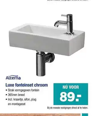 Pontmeyer Alterna Luxe Fonteinset Chroom aanbieding