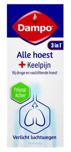 De Online Drogist Dampo alle hoest + keelpijn siroop 150ml aanbieding