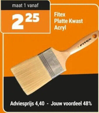 De voordeelmarkt Fitex Platte Kwast Acryl aanbieding