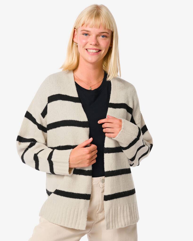 Hema dames vest gebreid gabby wit/zwart (wit/zwart) aanbieding bij HEMA