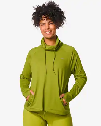 HEMA Hema dames fleece sportshirt legergroen (legergroen) aanbieding