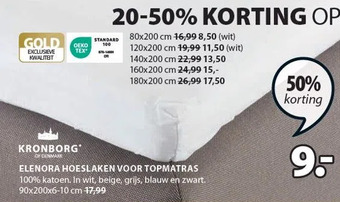 Jysk Kronborg of denmark elenora hoeslaken voor topmatras aanbieding