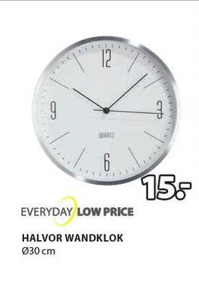 Jysk Everyday low price halvor wandklok aanbieding