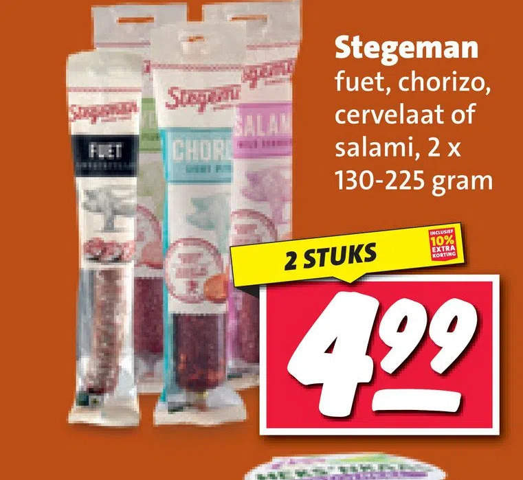 Stegeman fuet, chorizo, cervelaat of salami aanbieding bij Nettorama