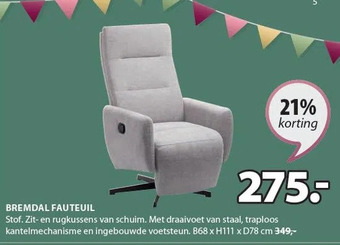 Jysk Bremdal fauteuil aanbieding