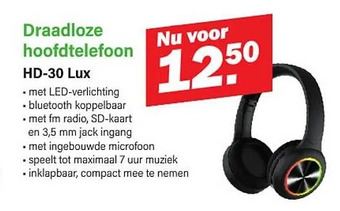 Van Cranenbroek Draadloze hoofdtelefoon hd-30 lux aanbieding