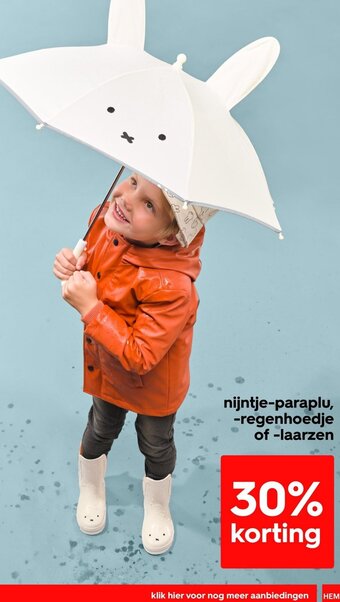 HEMA nijntje-paraplu, -regenhoedje of -laarzen aanbieding