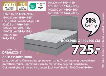 Jysk Dreamzone gold c15 boxspring aanbieding