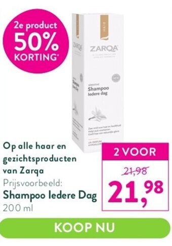 Holland & Barrett alle haar en gezichtsproducten van Zarqa Shampoo ledere dag 200ml aanbieding