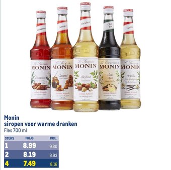 Makro Monin siropen voor warme dranken 700ml aanbieding