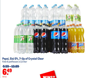 Makro Pepsi, Sisi 0%, 7-Up of Crystal Clear aanbieding