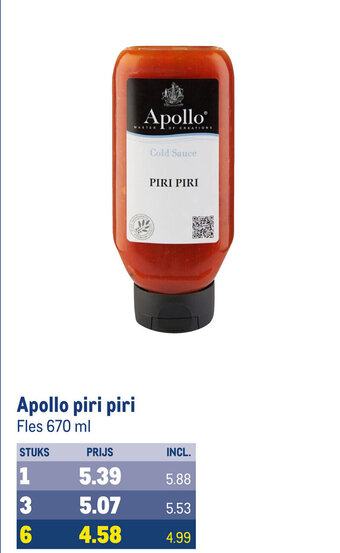 Makro Apollo piri piri Fles 670 ml aanbieding