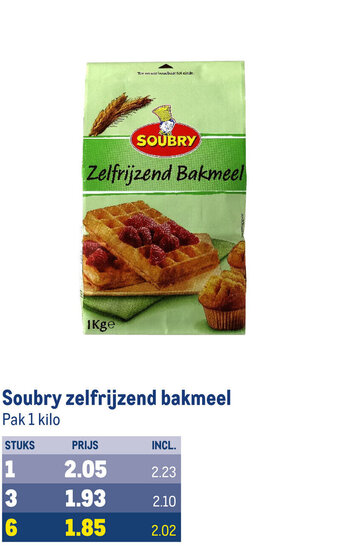 Makro Soubry zelfrijzend bakmeel Pak 1 kilo aanbieding