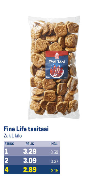 Makro Fine Life taaitaai 1 kilo aanbieding