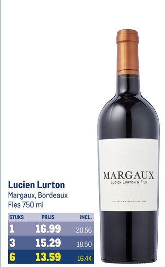 Makro Lucien Lurton Margaux, Bordeaux Fles 750 ml aanbieding