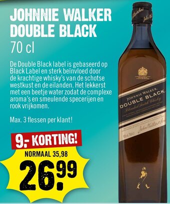 Dirck 3 JOHNNIE WALKER DOUBLE BLACK 70 cl aanbieding