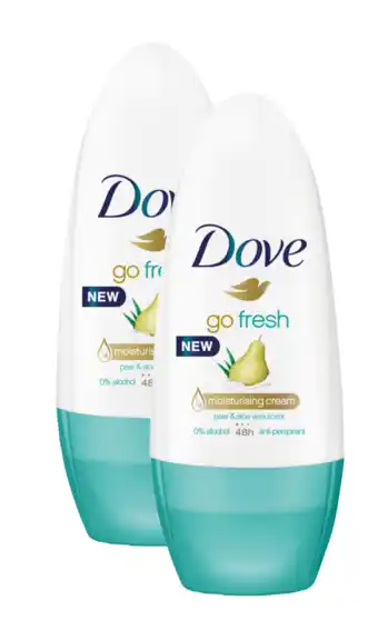 De Online Drogist Dove go fresh pear & aloë vera deodorant roller duo 2x50ml aanbieding