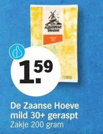 Albert Heijn De Zaanse Hoeve mild +30 geraspt 200g aanbieding